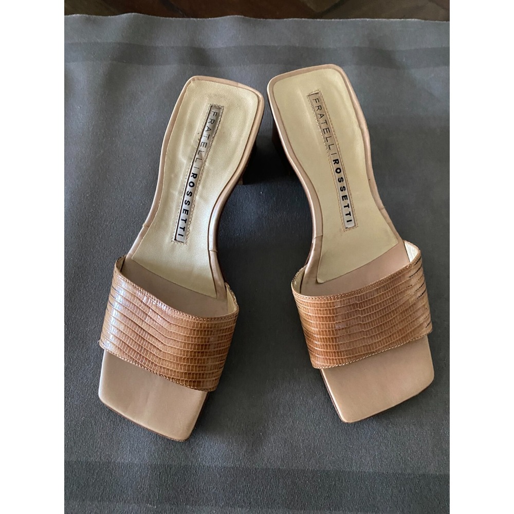Fratelli Rossetti Women's Slip-on Mule‎ Sandals Tan Snake Like Upper Size 36